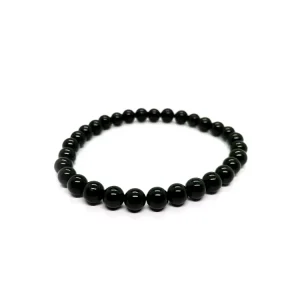 Pulseira elástica com pedras de Turmalina Negra Rolada