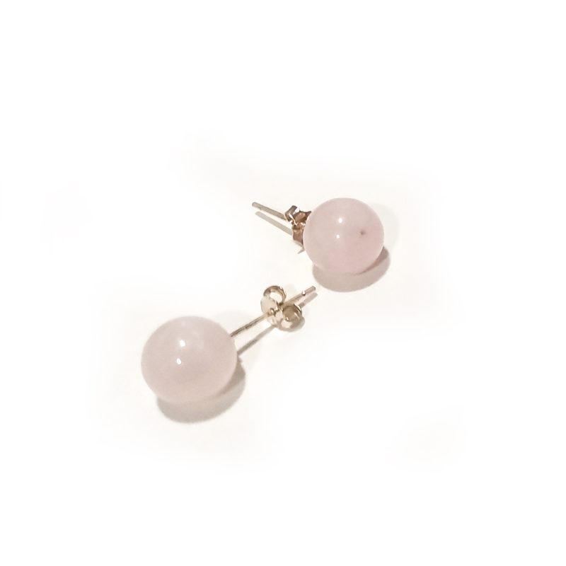 Brincos Quartzo Rosa Bola