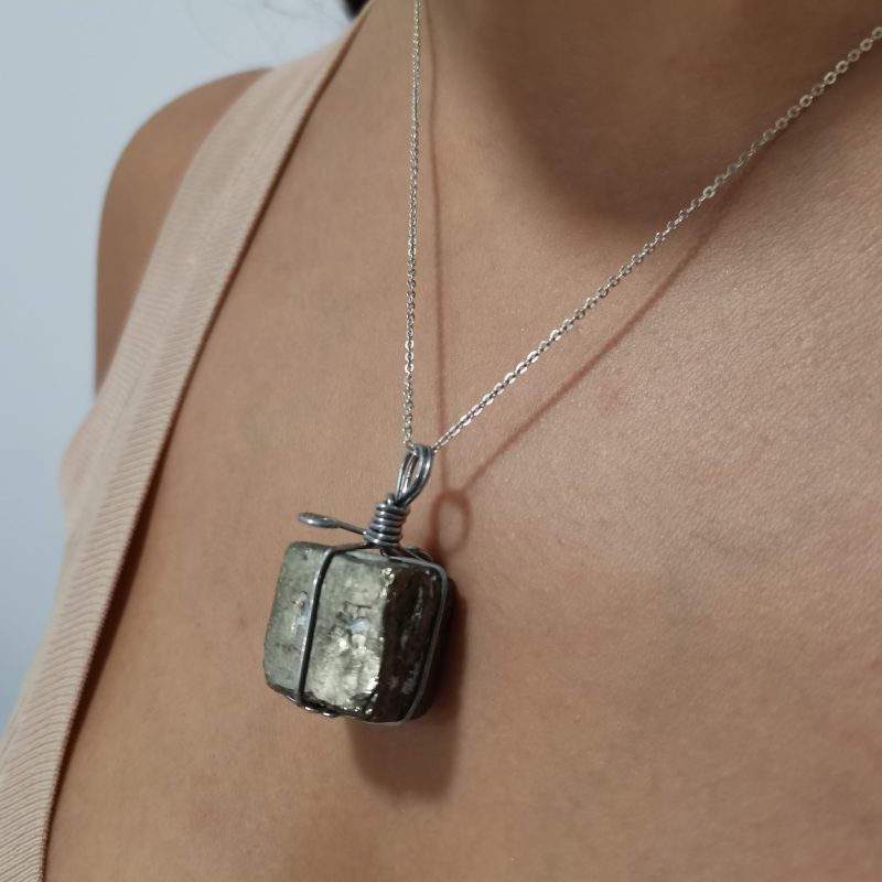 Colar Pirite com Fio de Prata