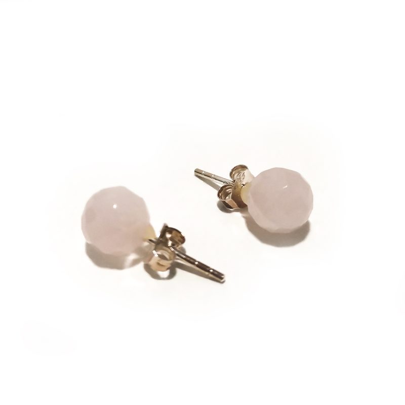 Brincos Quartzo Rosa Facetados