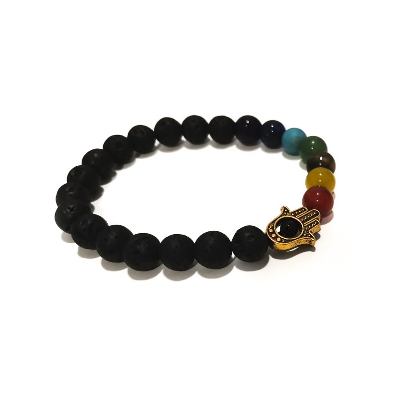 Pulseira Vulcânica Hamsa - Chakra