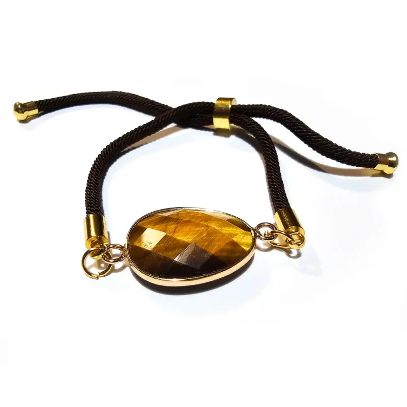 Pulseira Olho de Tigre Ajustável em Cordão