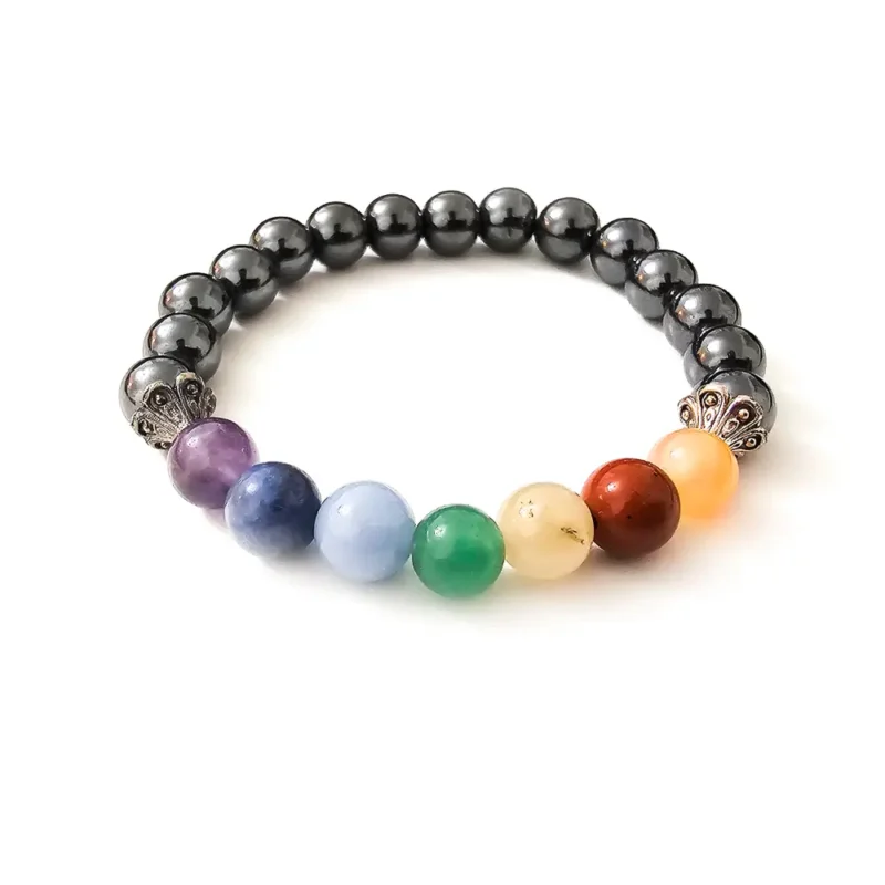 Pulseira 7 Chakras com Hematite Rolada