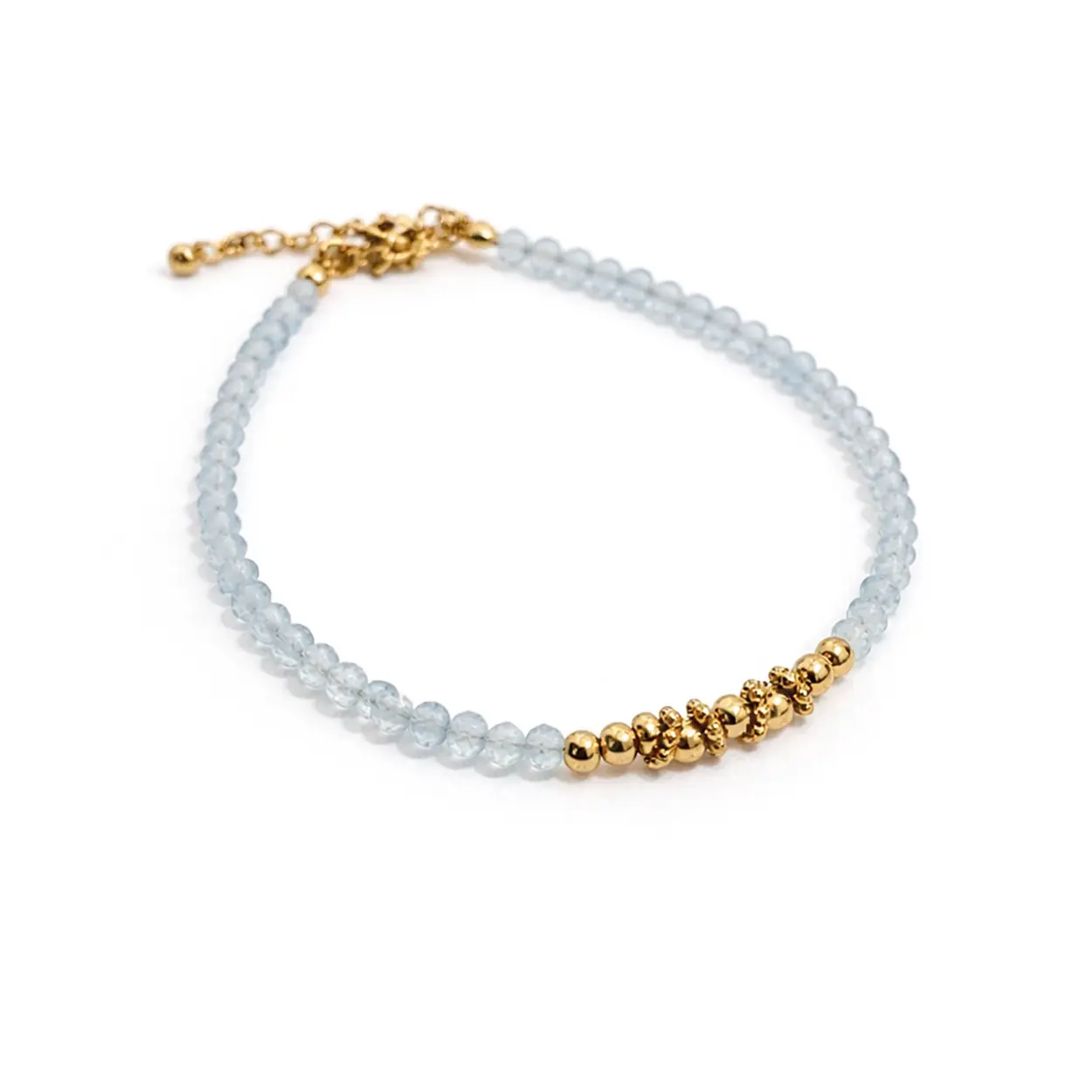 Pulseira de Água Marinha Dourada